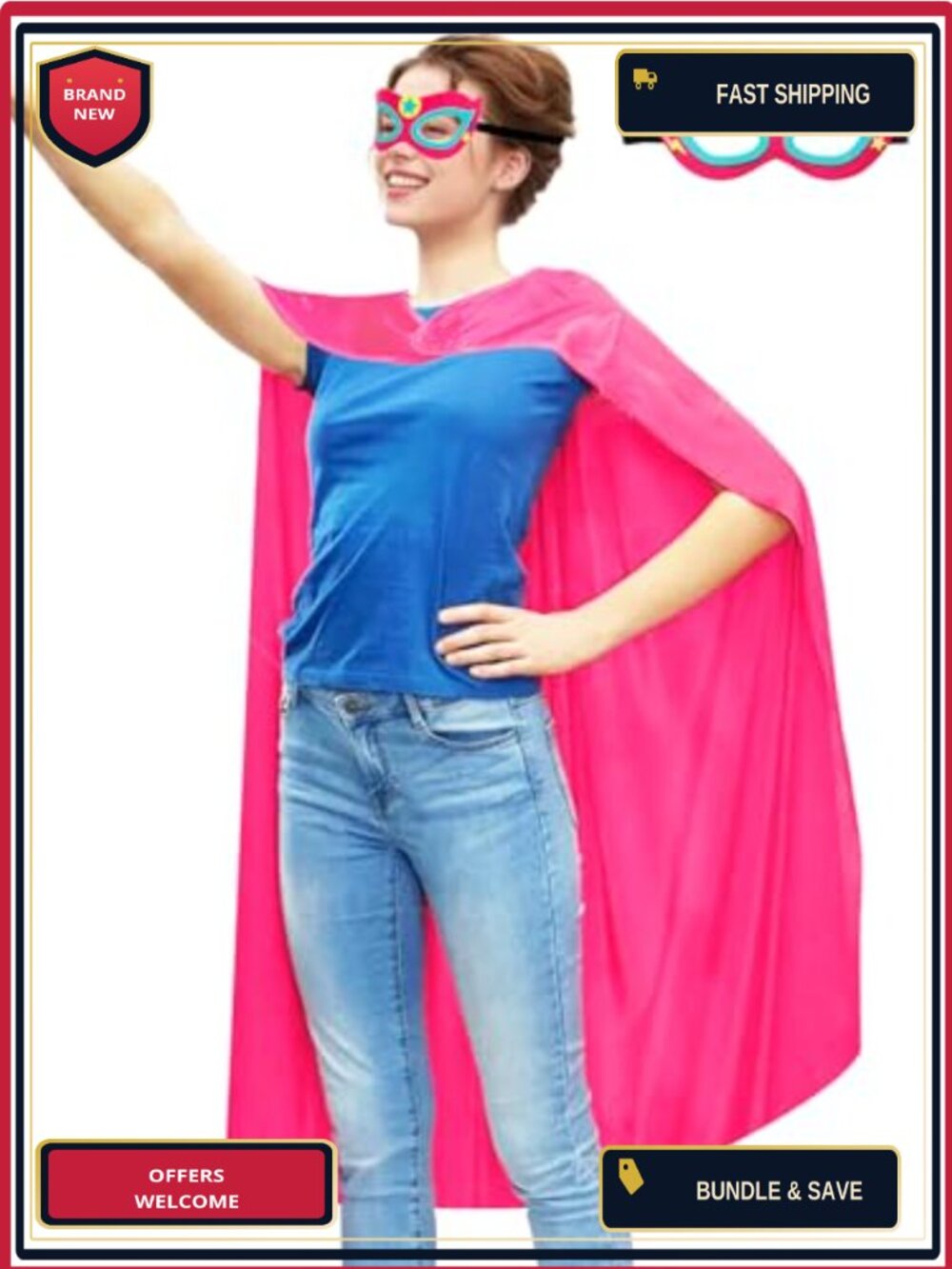 D.Q.Z Adults Superhero Cape and Mask Set for Men Women Satin Costume Accessory